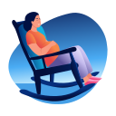 rocking, chair, sitting, relaxing, resting, character