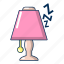 cartoon, desk, lamp, light, logo, object, pink 