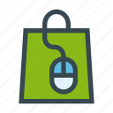 mouse, online, paperbag, shop, shopping