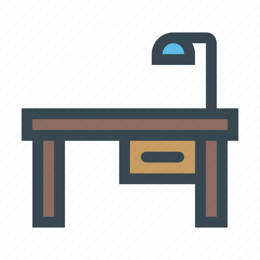 Desk, desktop, furniture, lamp, study icon - Download on Iconfinder