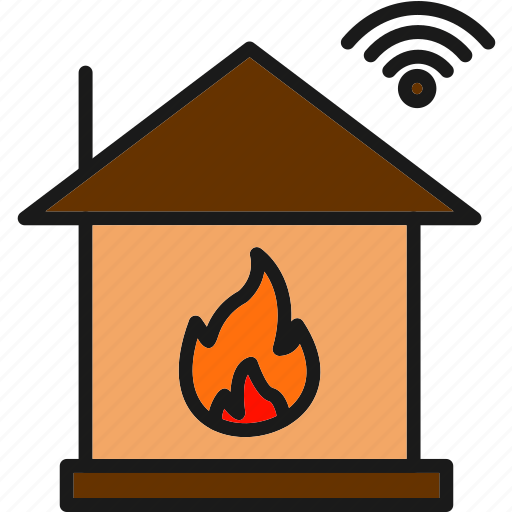 Smarthome, home, fire, wifi, warning icon - Download on Iconfinder