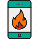 smartphone, fire, mobilephone, warning 