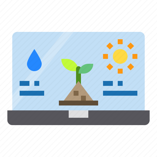 Laptop, plants, sun, water icon - Download on Iconfinder