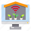 monitor, plants, technology, warehouse, wifi 