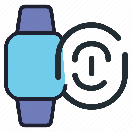 Smartwatch, gadget, wristwatch, iwatch, device, fingerprint, detection icon - Download on Iconfinder