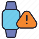 smartwatch, gadget, wristwatch, iwatch, device, warning, alert, attention, warn
