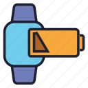 smartwatch, gadget, wristwatch, iwatch, device, watch, battery, low, status