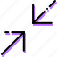arrow, diagonal, direction, minimize, orientation 