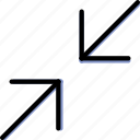 arrow, diagonal, direction, minimize, orientation