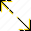 arrow, diagonal, direction, expand, orientation 