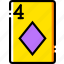 card, casino, diamonds, four, gamble, of, play 