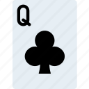 card, casino, clubs, gamble, of, play, queen 