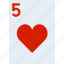 card, casino, five, gamble, hearts, of, play 