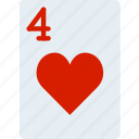 card, casino, four, gamble, hearts, of, play