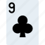 card, casino, clubs, gamble, nine, of, play 