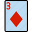 card, casino, diamonds, gamble, of, play, three 