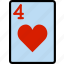 card, casino, four, gamble, hearts, of, play 