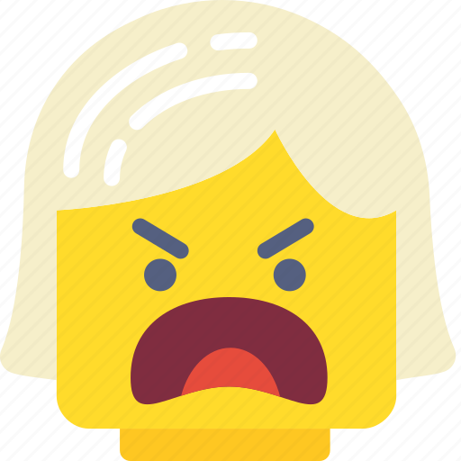 Angry, emoji, emoticon, face, girl icon - Download on Iconfinder