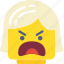angry, emoji, emoticon, face, girl 