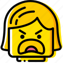 angry, emoji, emoticon, face, girl