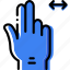 double, finger, gesture, hand, interaction, slide 