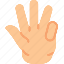 finger, fingers, four, gesture, hand, interaction 