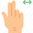 double, finger, gesture, hand, interaction, slide