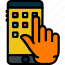 finger, gesture, hand, interaction, phone, press