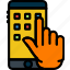 finger, gesture, hand, interaction, phone, press 