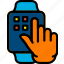 finger, gesture, hand, interaction, press, smartwatch 