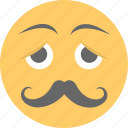 character, emoticon, hipster, mustache emoji, smiley