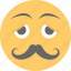 character, emoticon, hipster, mustache emoji, smiley 