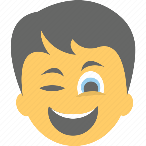 Boy emoji, happiness, smiley, smirking, winking face icon - Download on Iconfinder