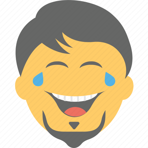Beard, bearded man, joy tears, laughing, man emoji icon - Download on Iconfinder