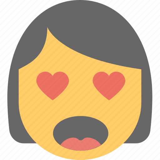 Emoticon, girl emoji, happy, hearts, in love icon - Download on Iconfinder