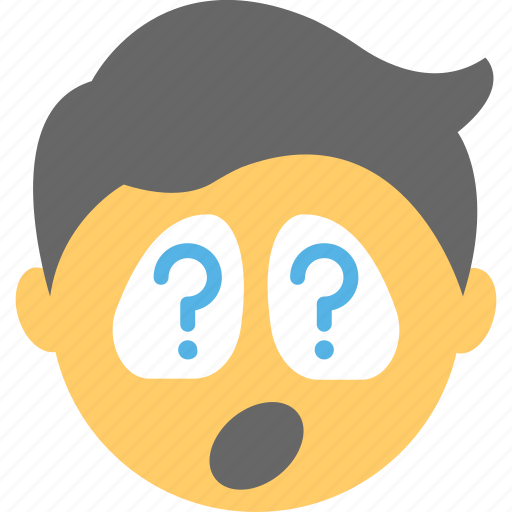Boy, confused, emoji, face, question marks icon - Download on Iconfinder