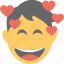 boy emoji, emoticon, happy, hearts, in love 