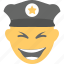 emoji, emoticon, grinning, laughing, police officer 