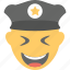 emoji, emoticon, grinning, laughing, police officer 