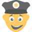 emoji, emoticon, laughing, police officer, smiling 