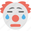 clown crying, clown emoji, emoji, jester, sad 