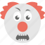 clown emoji, emoji, emoticon, grimacing clown, smiley 