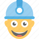 construction worker, emoji, laughing, smiley, worker smiling