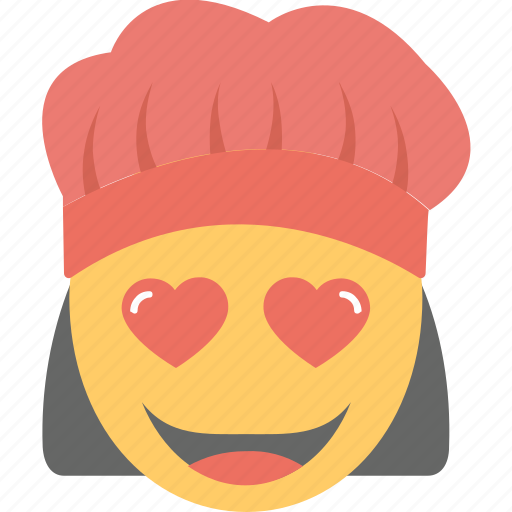 Adorable, emoji, happy, in love, woman cook icon - Download on Iconfinder