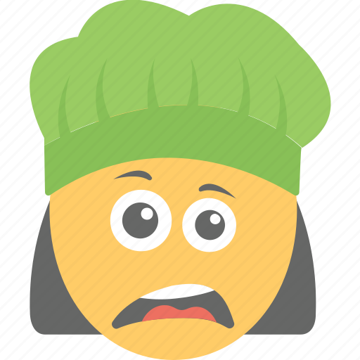 Depressed, doh face, emoji, unamused face, woman cook icon - Download on Iconfinder
