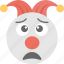 clown emoji, emoji, jester, sad, sad clown 