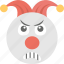 angry, confounded, emoji, emoticon, jester face 