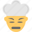 angry, chef emoji, confounded, emoticon, frowning face 