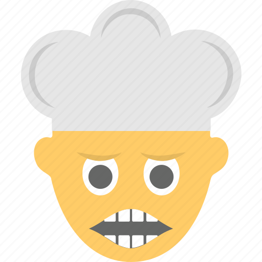 Emoji, emoticon, grimacing face, irritated, man cook icon - Download on Iconfinder