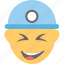 construction worker, emoji, laughing, smiley, worker smiling 